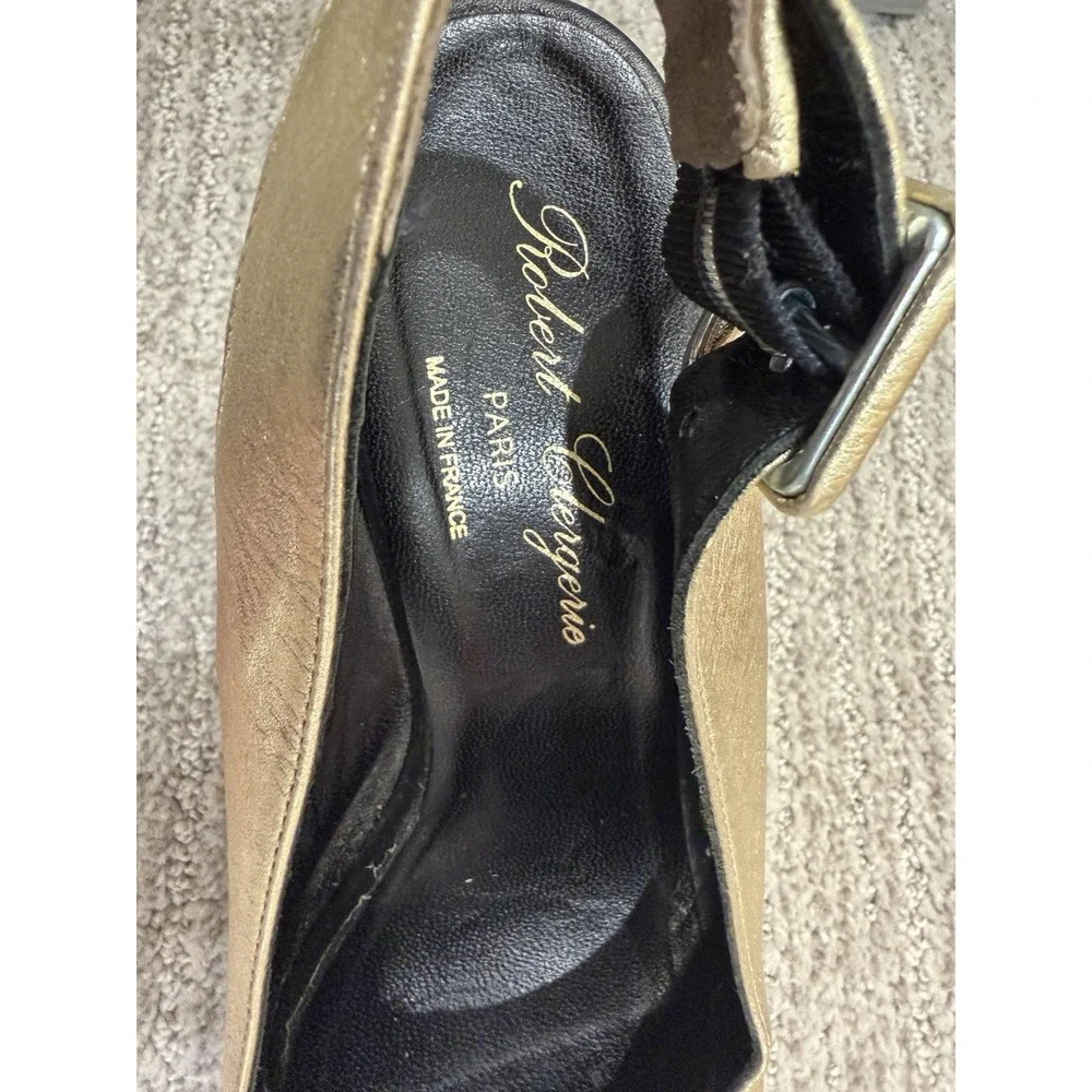 Robert Clergerie Dylan Platform Wedge Slingback Peeptoe Heels EU 36.5 Metallic
